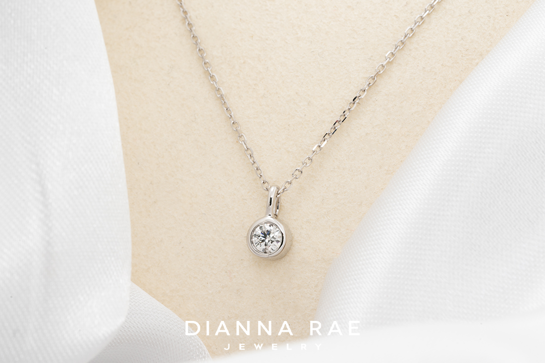 White Gold Diamond Bezel Pendant Dianna Rae Jewelry