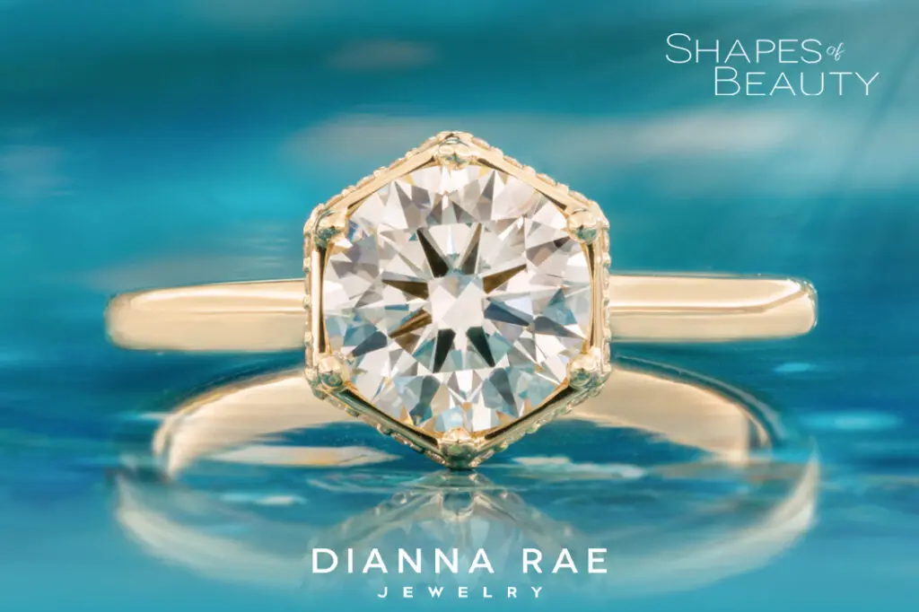 Honeybee - Hexagon Diamond Ring with Hidden Halo