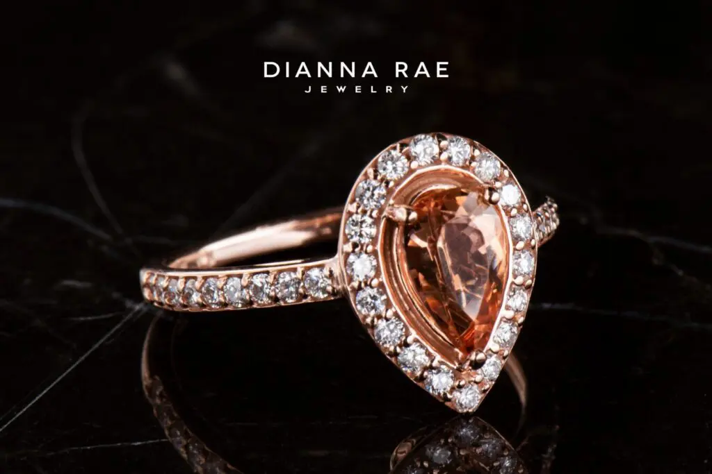 Rose Gold Pear Imperial Topaz and Diamond Ring