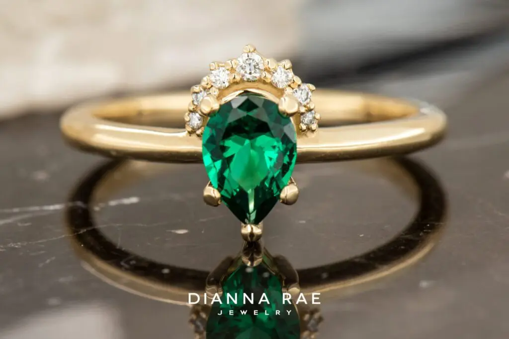 10K Yellow Gold Imitation Emerald and Lab Diamond Class Ring