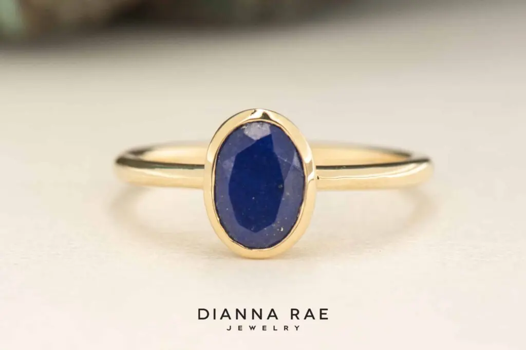 10K Yellow Gold Bezel Set Lapis Lazuli Ring