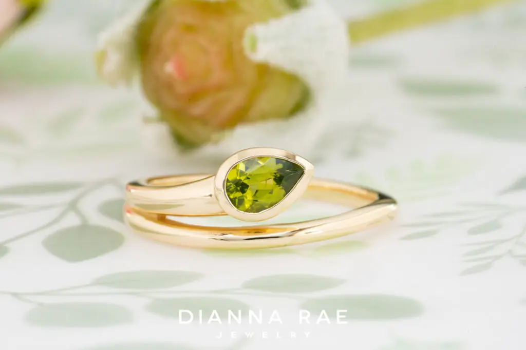 10K Yellow Gold Peridot Bypass Ring