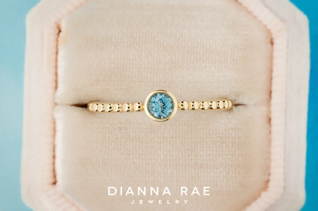 14K Yellow Gold Blue Topaz Ring