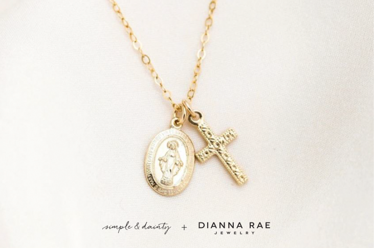 Virgin Mary and Cross Necklace