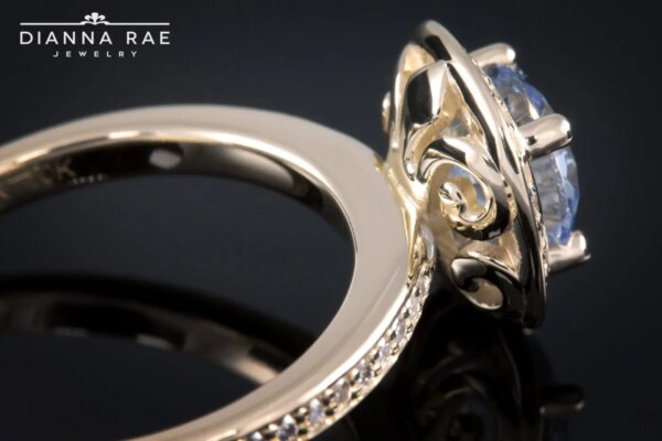 Yellow Gold Aquamarine and Diamond Ring