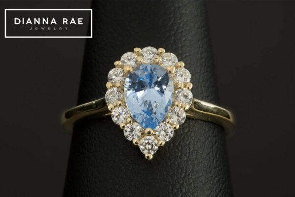 Yellow Gold Pear Spinel Aqua Ring