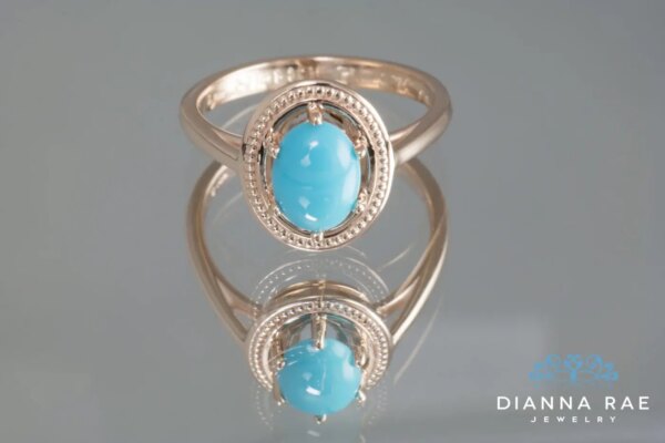 Rose Gold Turquoise Rope Halo Ring