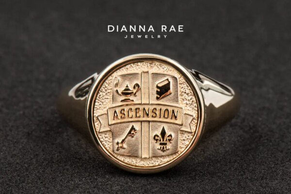 Yellow Gold Round Ascension Signet Class Ring