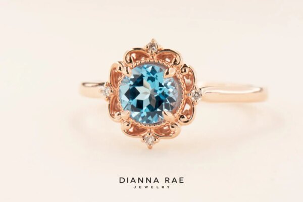 Swiss Blue Topaz and Rose Gold Ring