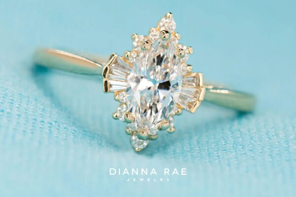 14k Yellow Gold Marquise Ballerina Engagement Ring