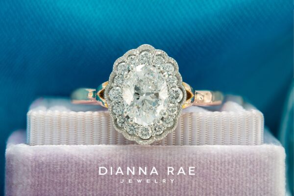 Orchid - Yellow Gold Marquise Vintage-Inspired Halo Engagement Ring -  Dianna Rae Jewelry