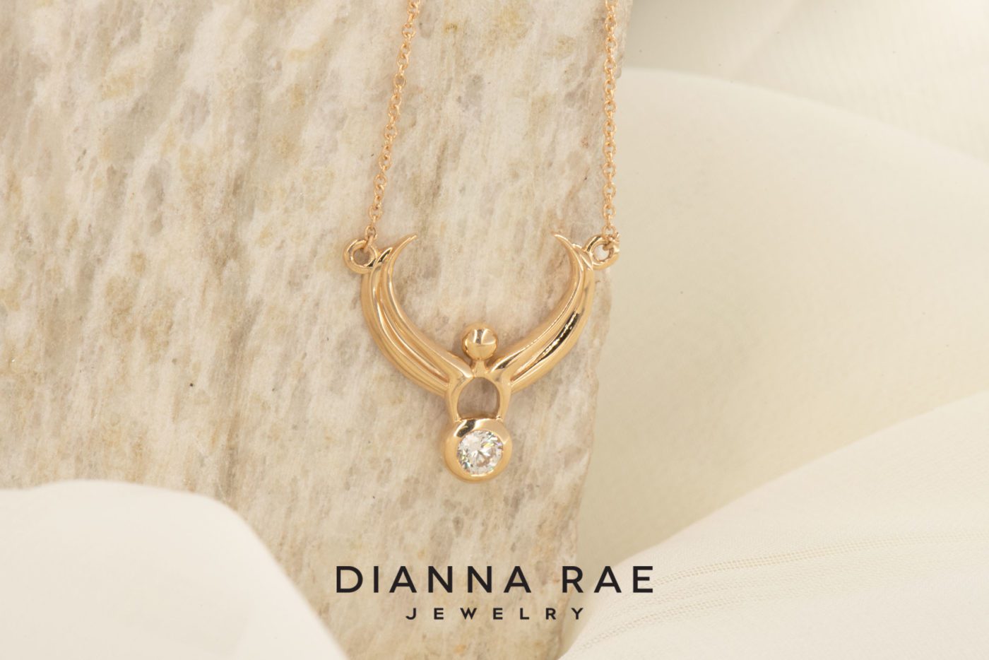 Yellow Gold Space Angel Pendant - Large - Dianna Rae Jewelry