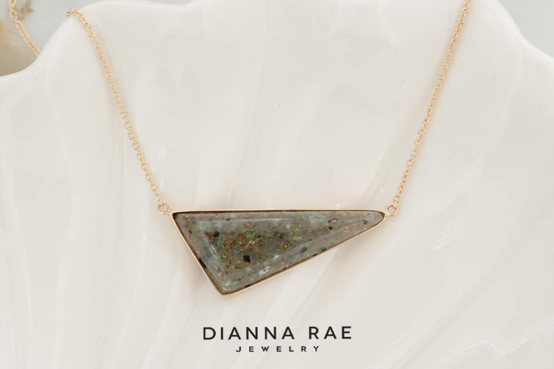 Bezel Set Triangle Louisiana Opal Necklace - Dianna Rae Jewelry