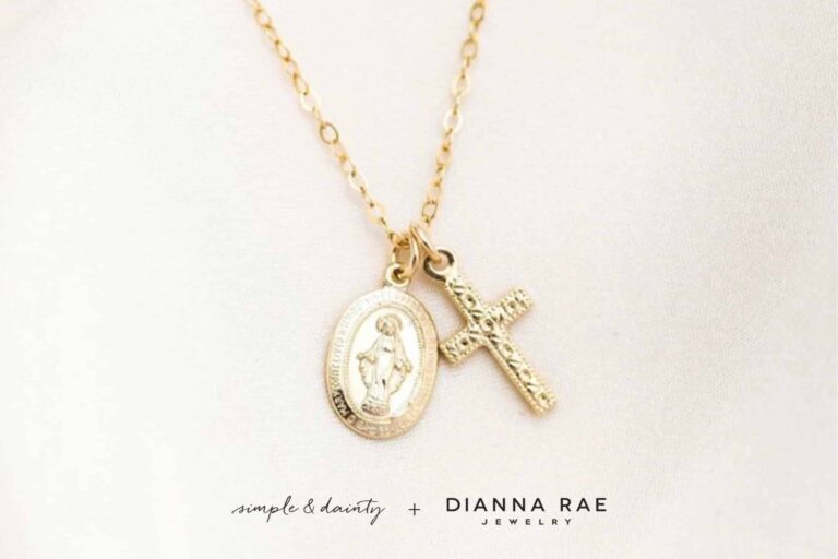 Virgin Mary and Cross Necklace