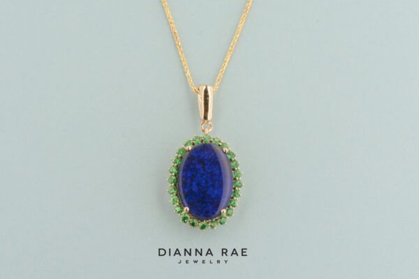 Bezel Set Triangle Louisiana Opal Necklace - Dianna Rae Jewelry