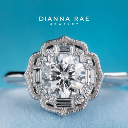 DRJB23_Amaryllis-White-Gold-Round-Diamond-Rae-Halo-Engagement-Ring-Vintage-Inspired-with-Baguette-Round-Milgrain-A