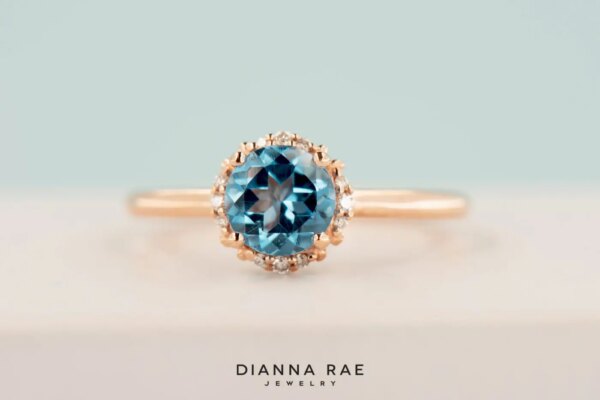 Rose Gold Swiss Blue Topaz Ring
