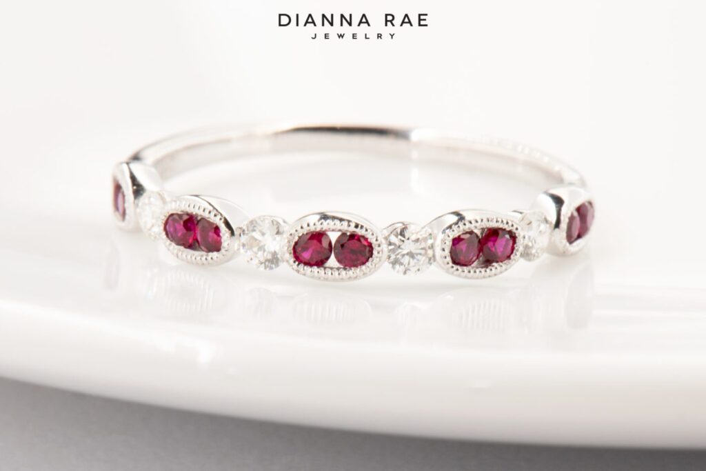 18K White Gold Ruby And Diamond Band - Dianna Rae Jewelry