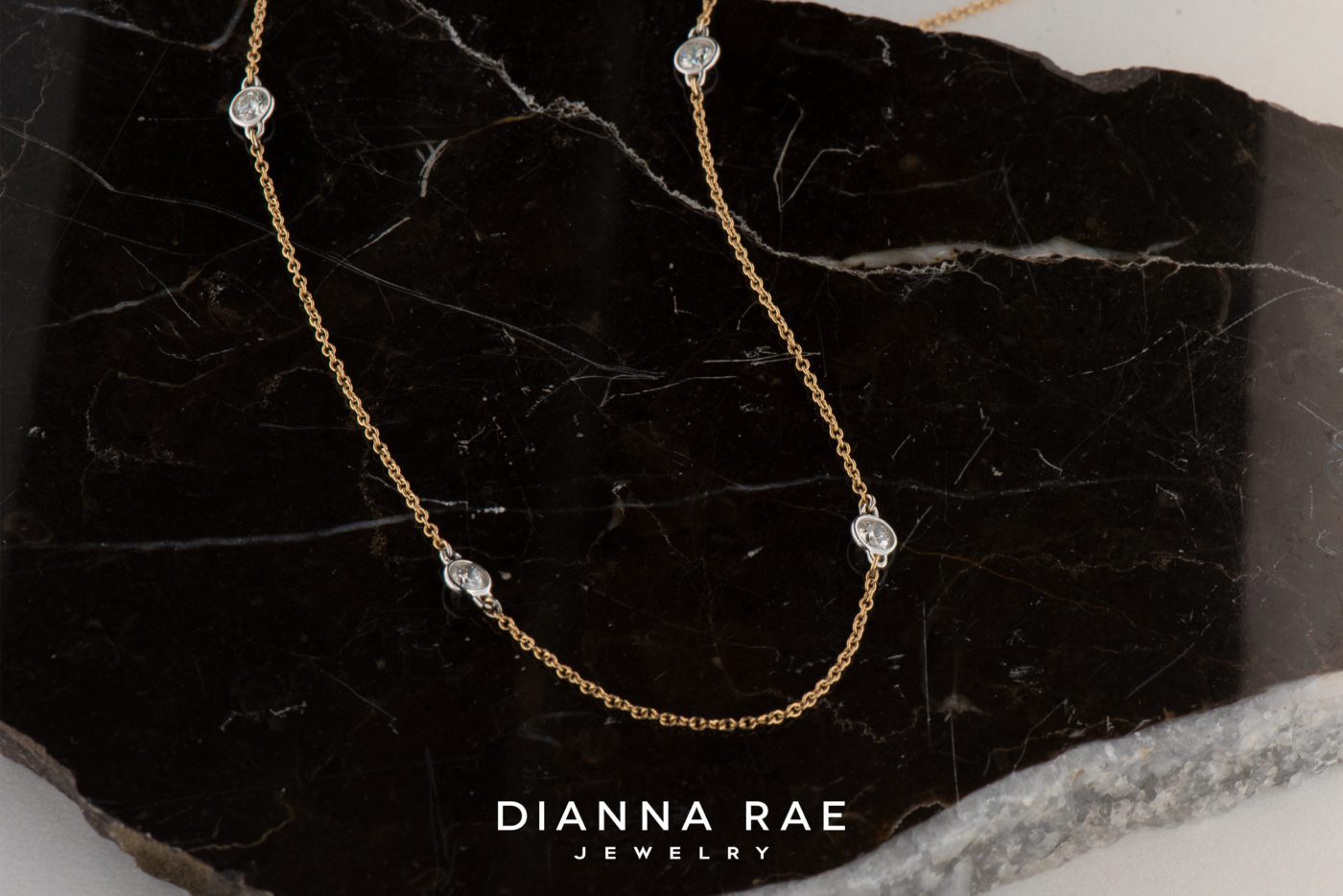 14k Two Toned Yellow and White Gold Diamond Station Chain – Dianna Rae ...