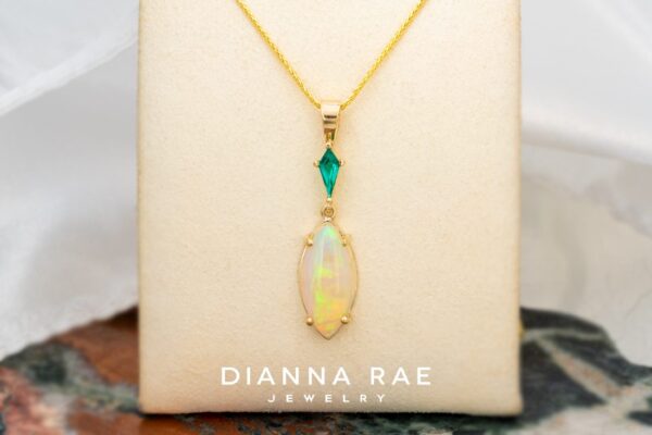 Shimmering Bayou - Yellow Gold Pear Shaped Louisiana Opal Pendant - Dianna  Rae Jewelry