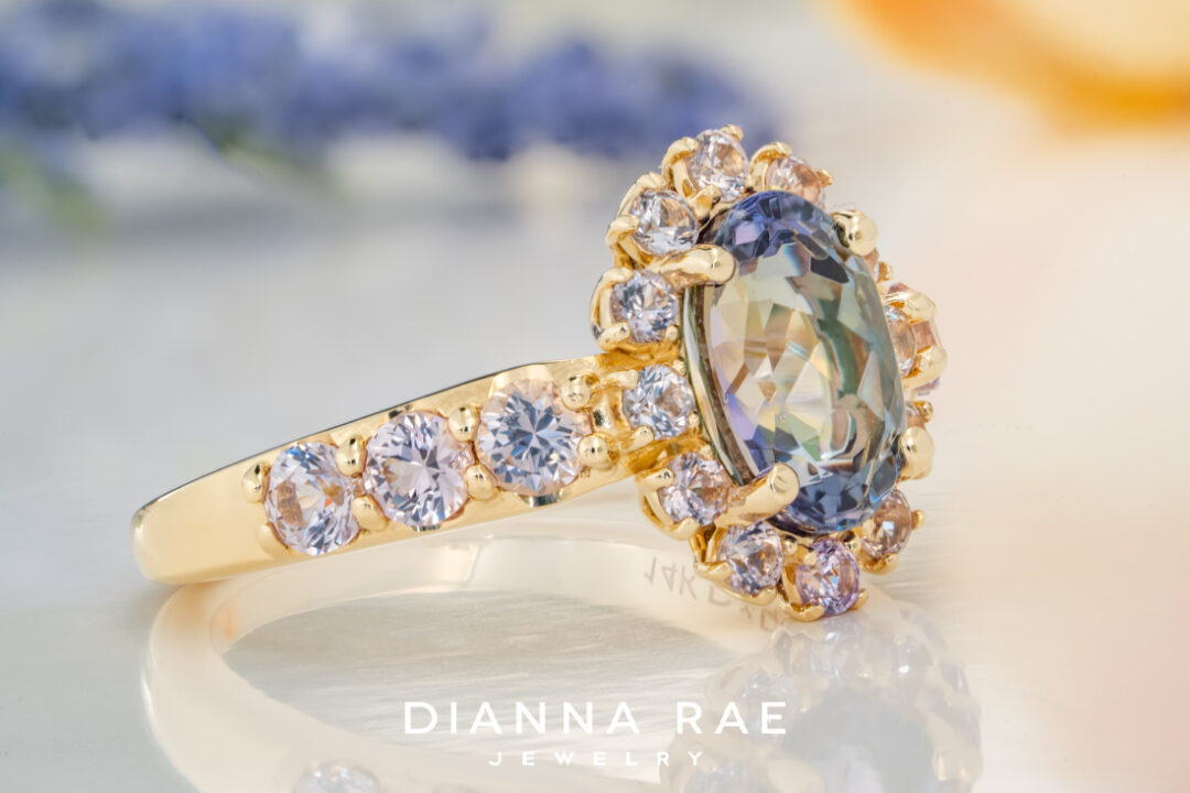 Tanzanite Halo Ring with Lavender Spinel - Image 2