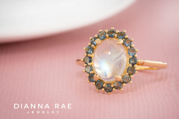 Moonstone and Sapphire Ring