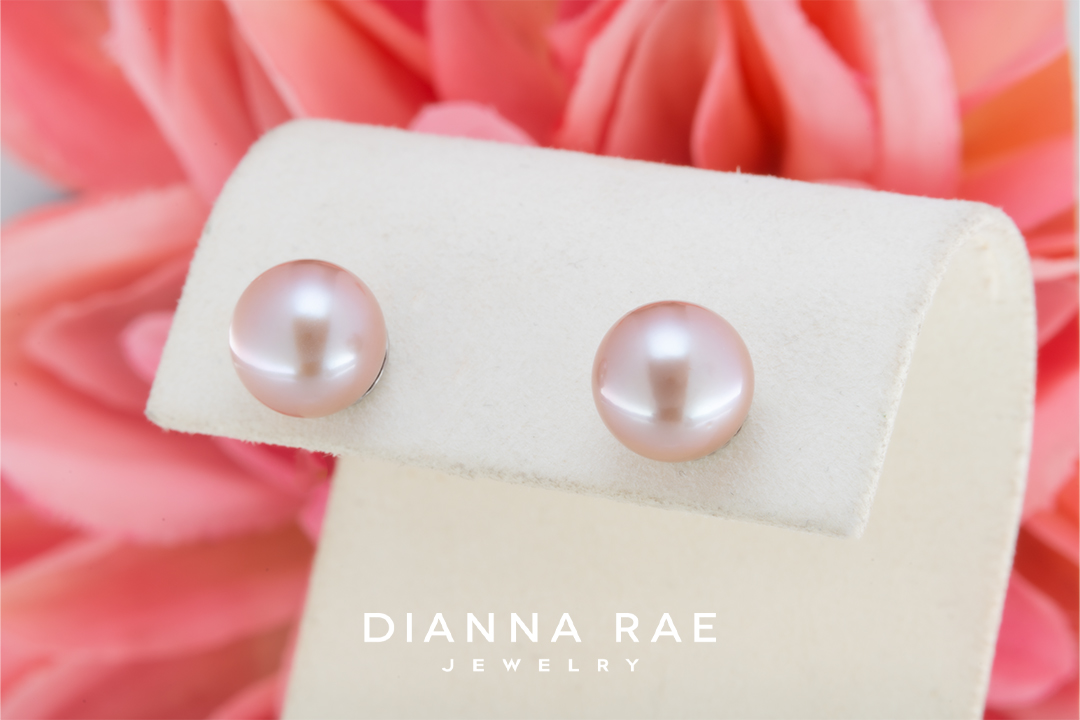 14K White Gold Pink Freshwater Pearl Studs