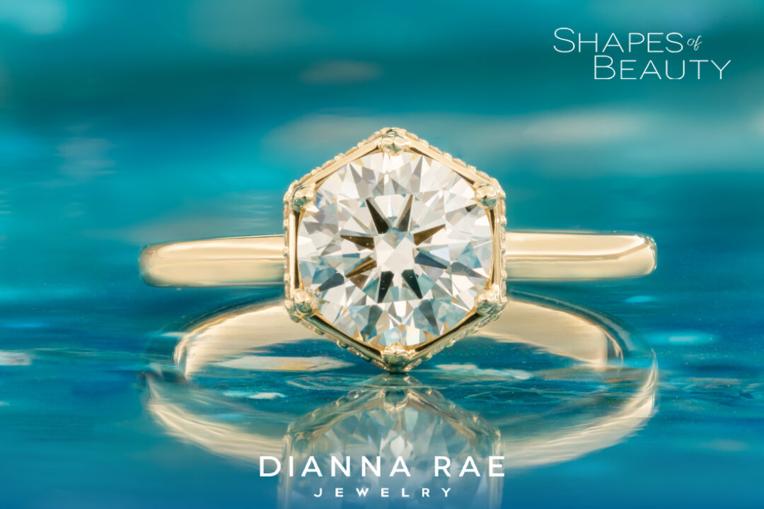 Honeybee - Hexagon Diamond Ring with Hidden Halo