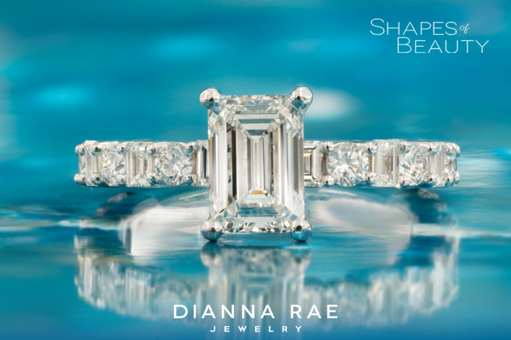 Joyful - Emerald and Various Shaped Accented Diamond Ring