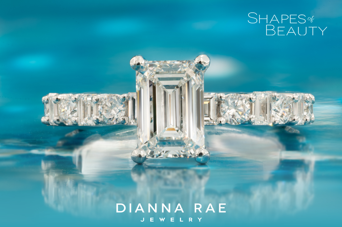 Joyful - Emerald and Various Shaped Accented Diamond Ring