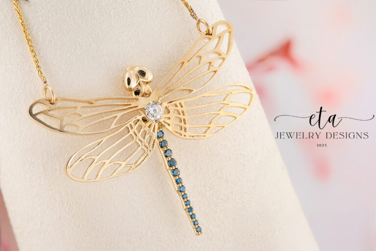 Teal Diamond Dragonfly Pendant