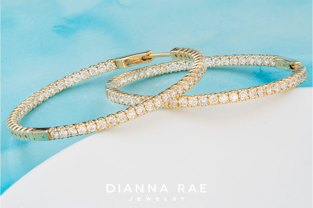 Yellow Gold Diamond Hoops