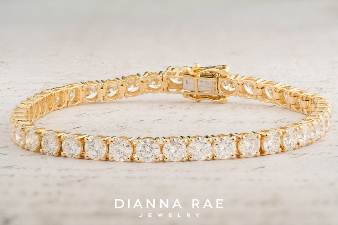 10 Carat Yellow Gold Lab grown Diamond Tennis Bracelet