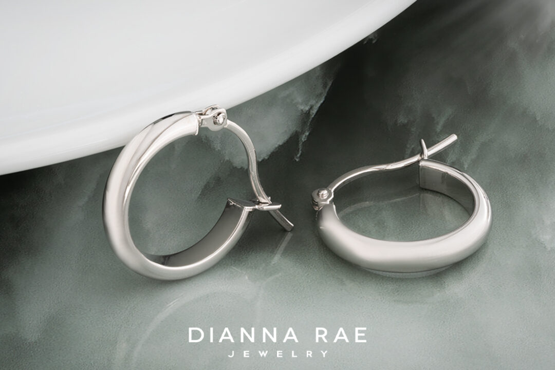 14K White Gold Hoops