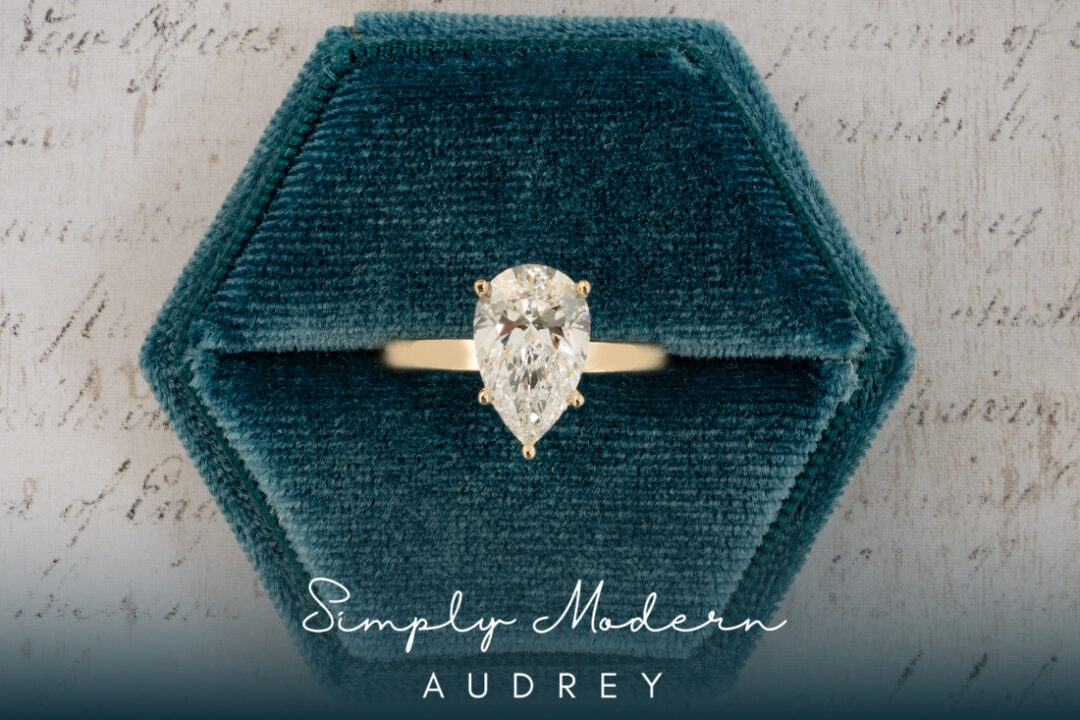 "Audrey" Pear Engagement Ring