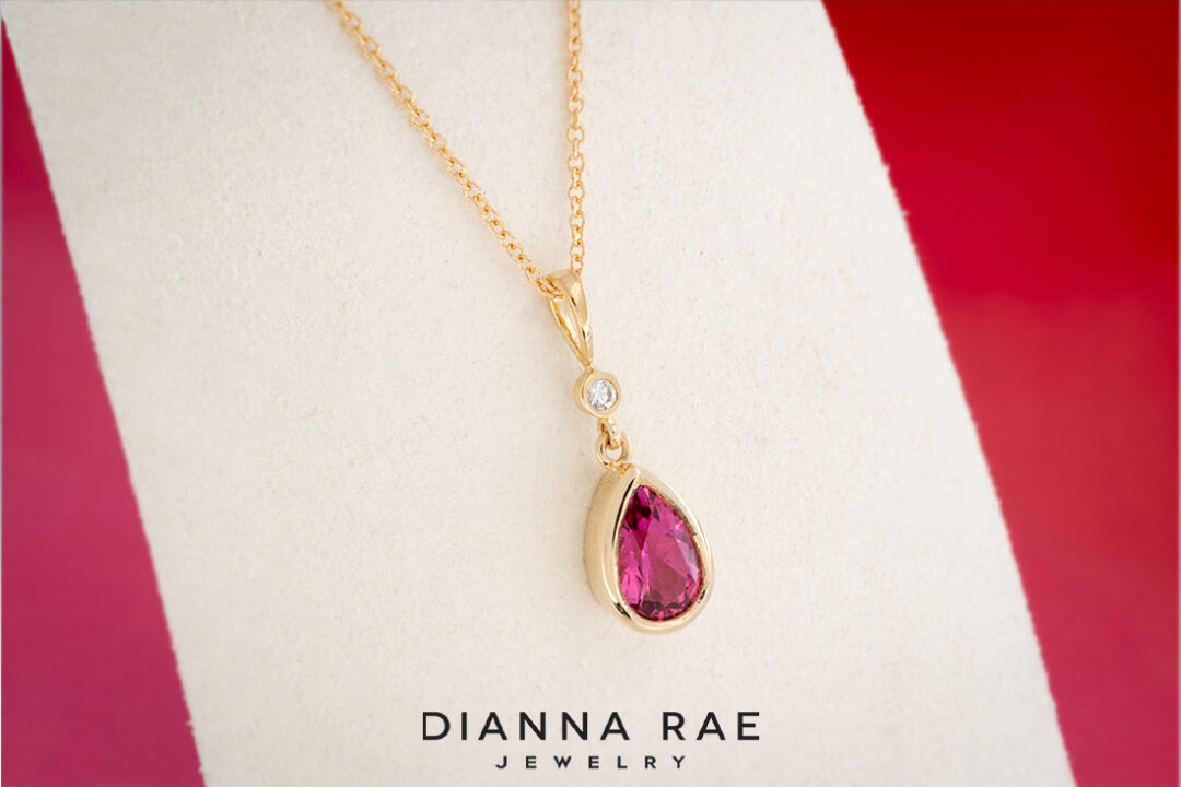 Pink Tourmaline & Diamond Pendant