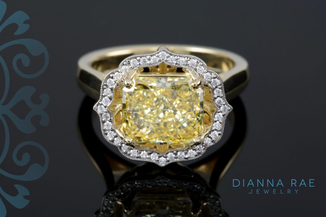 Couture Two-Tone Yellow Diamond Rae Halo Cocktail Ring