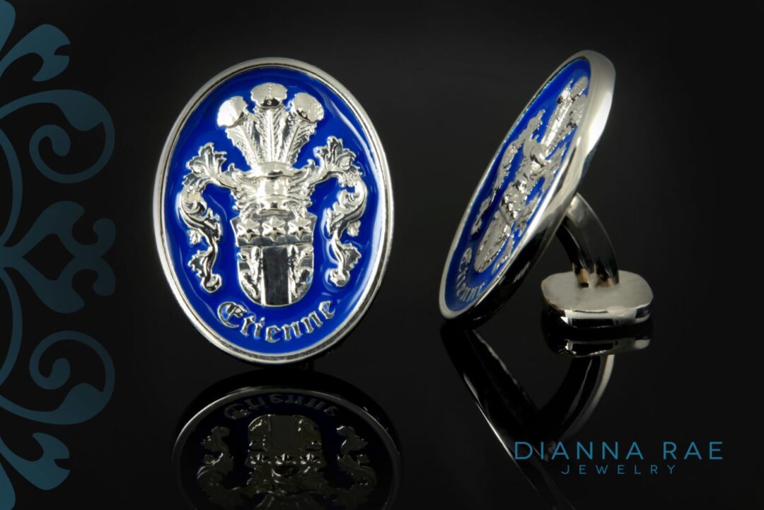 Sterling Silver Enameled Family Crest Cufflinks