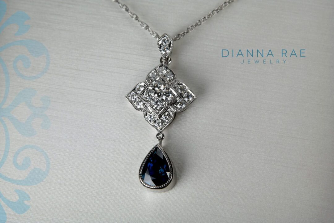 Diamond Pendant with Sapphire Pear