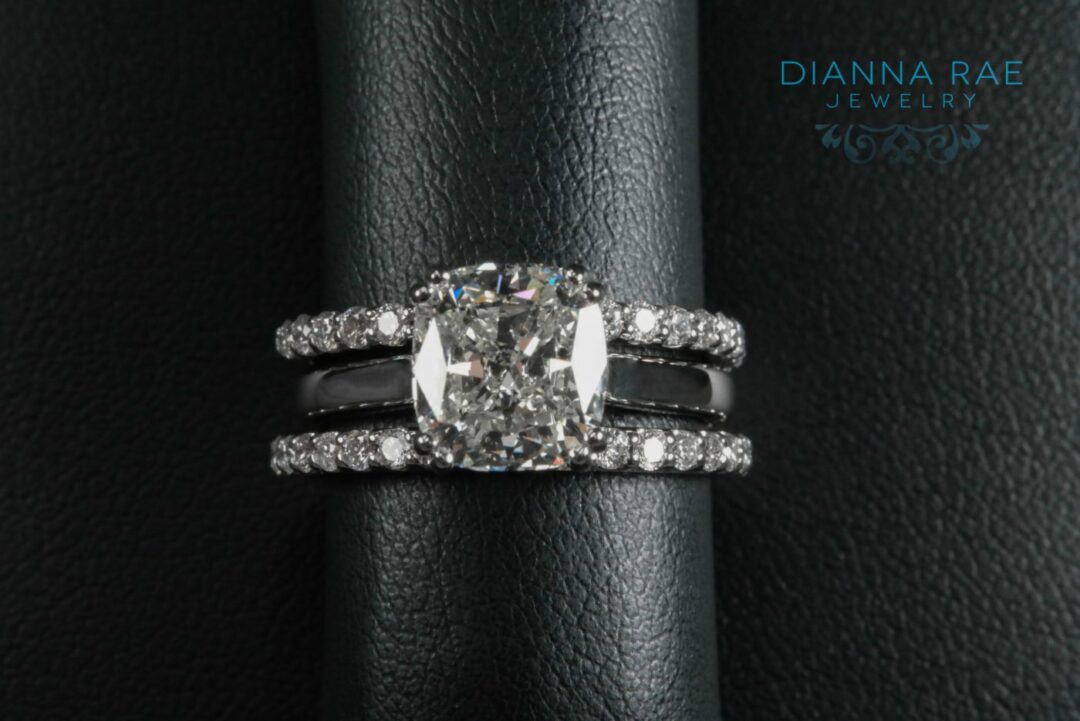 Cushion Solitaire and Two Eternity Bands