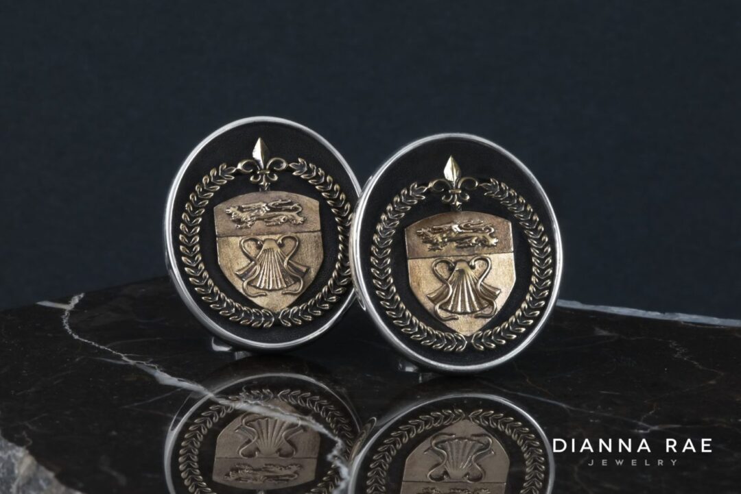 Two-tone Antiqued Family Crest Cufflinks