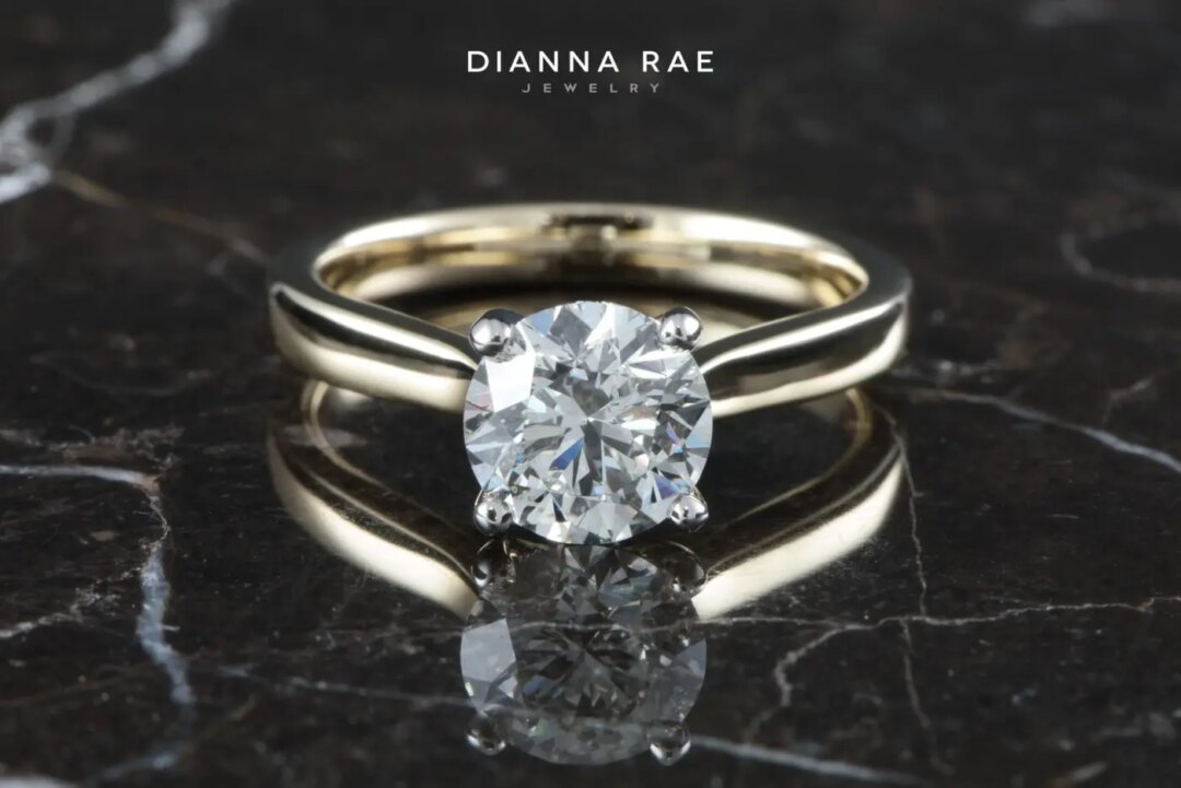 Yellow Gold Round Diamond Solitaire Engagement Ring