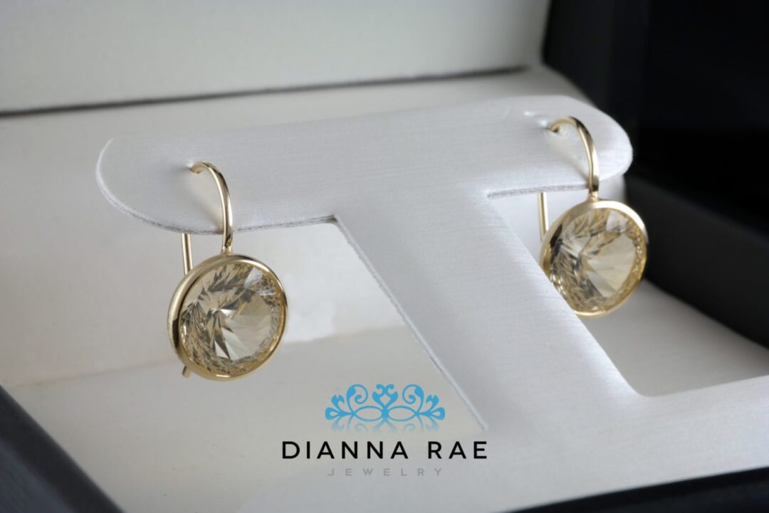 Yellow Gold Bezel Set Citrine Earrings