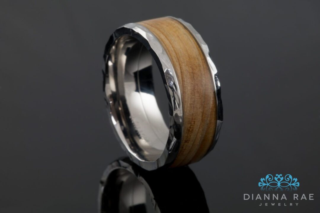 Titanium Cypress Wedding Band Hammered Finish
