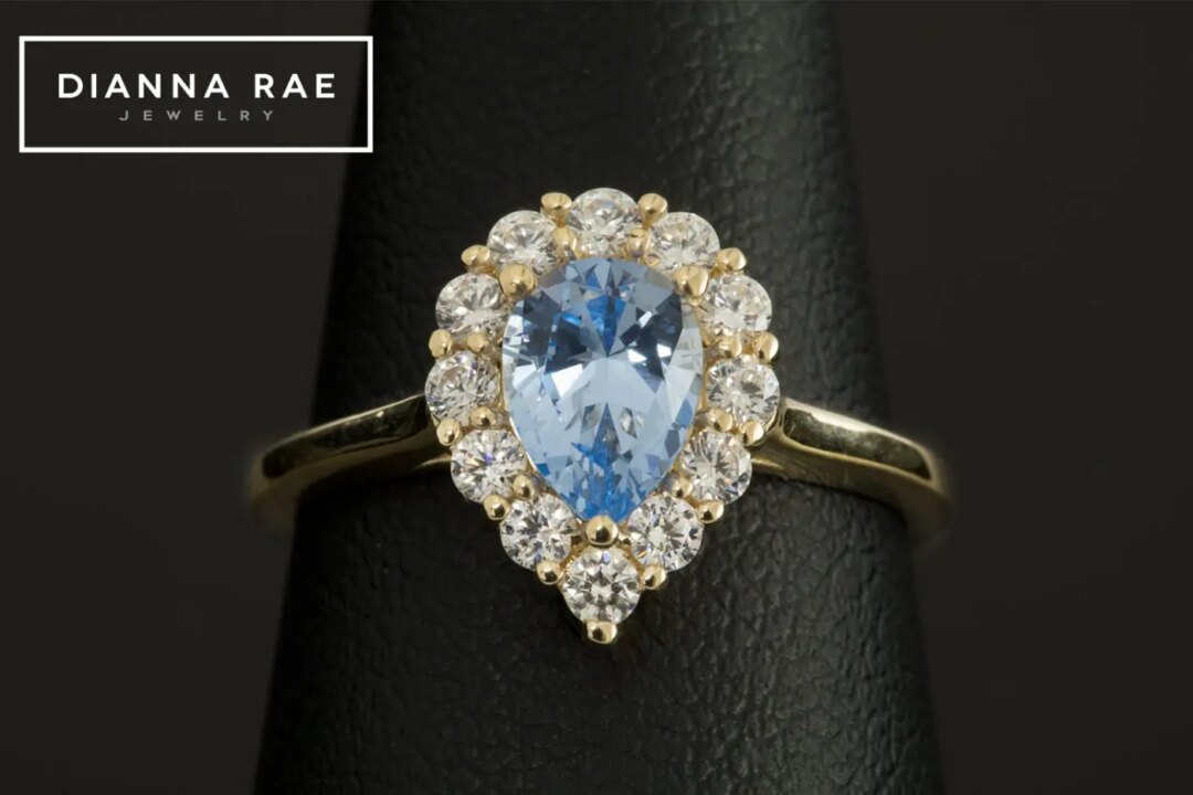 Yellow Gold Pear Spinel Aqua Ring
