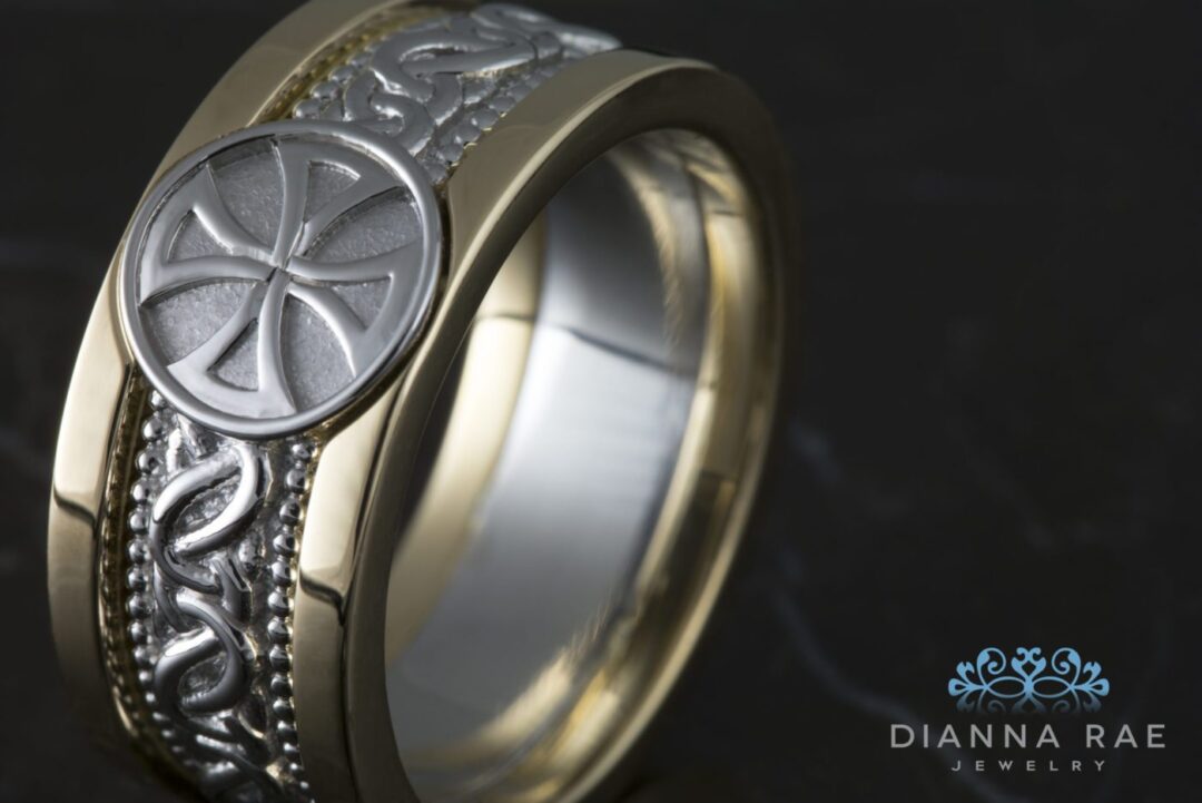 Two-tone Celtic Pattern Wedding Band