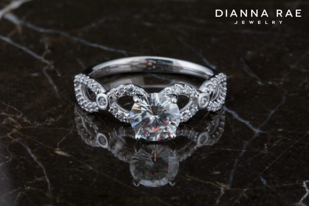 White Gold Moissanite Infinity Twist Engagement Ring
