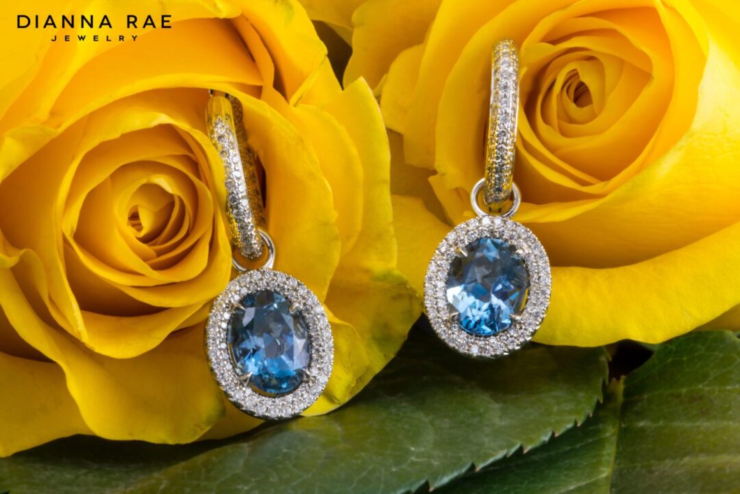 Santa Maria Aquamarine Pave French Set Hoop Earrings
