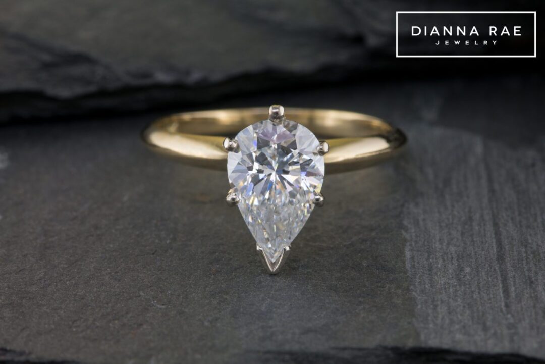 Two-tone Solitaire with Pear Shaped Diamond