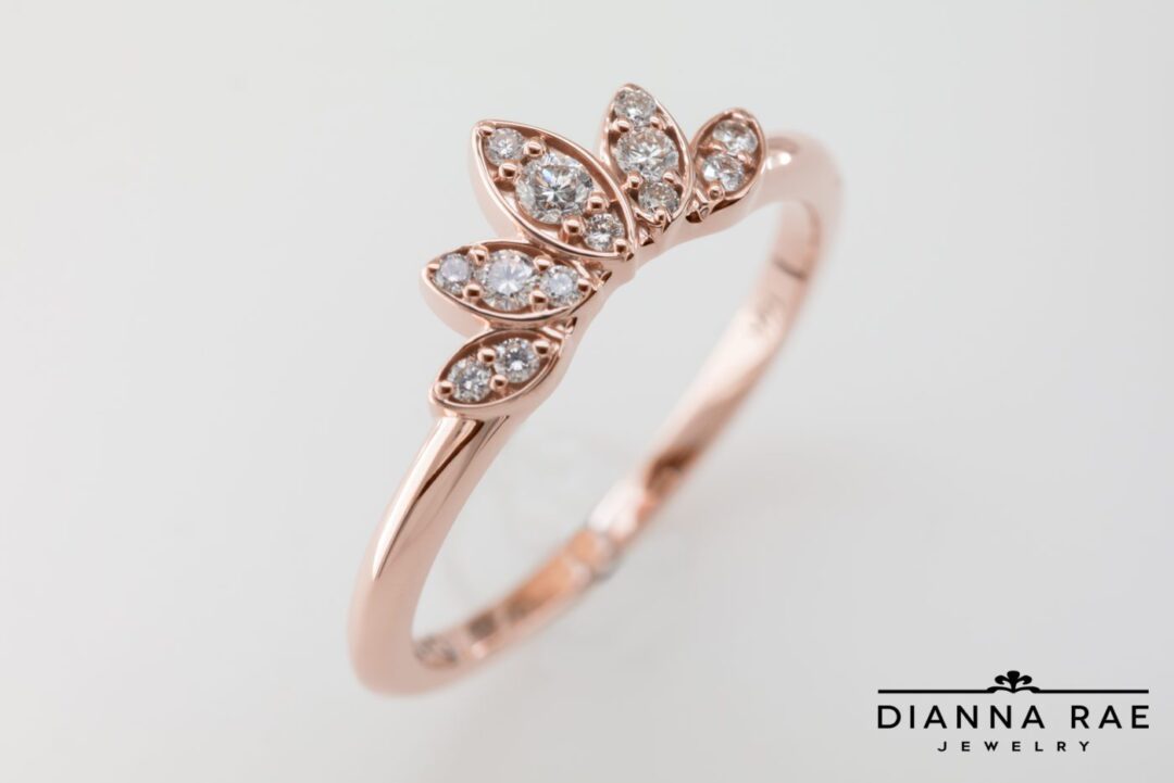 Rose Gold Diamond Crown Wedding Band - Image 2
